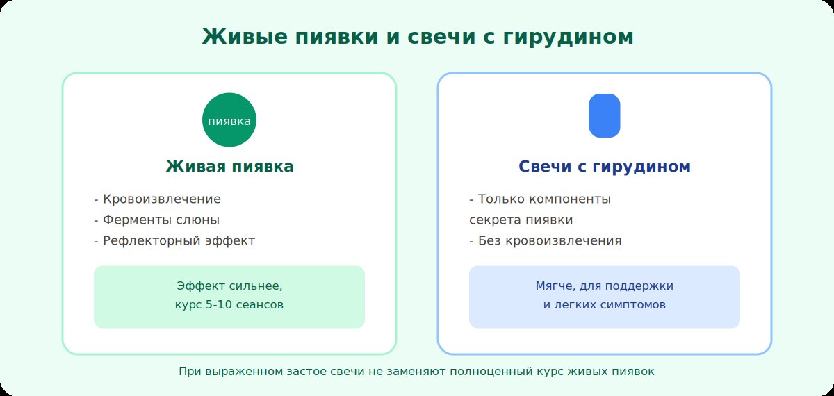 Сравнение живых пиявок и свечей с гирудином при геморрое: разница в механизме действия и силе эффекта